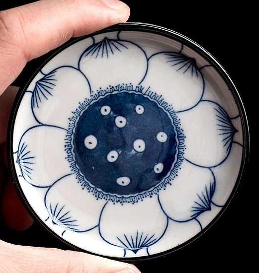 4pcs Blue and white Ceramic Appetizer Plates Seasoning Dishes Dipping Bowls