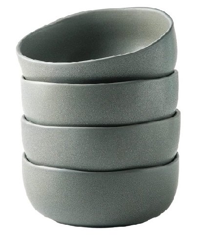 Stoneware Cereal Bowls for Kitchen, 28oz Large Ceramic Soup Bowls Set of 4 for Meal, Chip-Resistant Kitchen Bowls with Wavy Rim, Reactive Glaze Matte