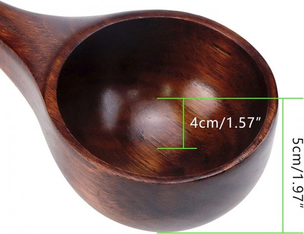 8.86 Inch Solid Kitchen Scoop Ladle Large Wood Spoon Wooden Scoops for Bath Salts, Canisters Flour, Rice, Porridge, Soup (Brown)
