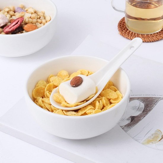 Ceramic Soup Spoons, Asian Ramen Spoons Set of 12 Proper for Miso Wonton Ramen Dumpling Macaron Dishwasher & Oven Safe